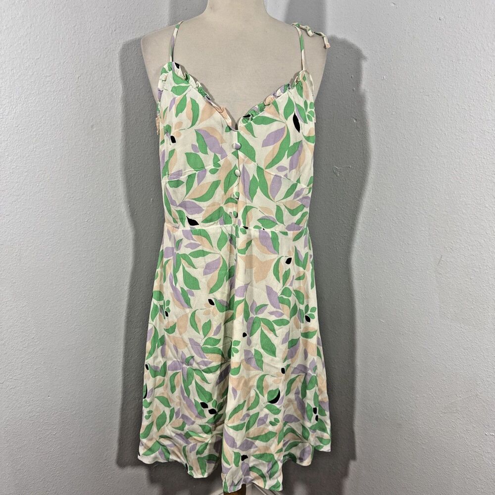GB Midi Dress Womens XL Multi Floral Babydoll Ruffle Trim‎ Fairy Whimsical Y2K